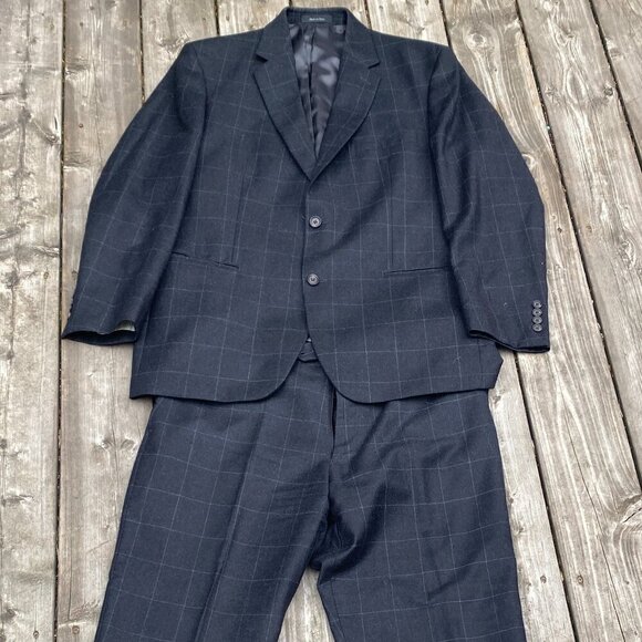 Vintage 90s Cashmere Wool Lauren Ralph Lauren Striped Suit Jacket 42R Pants 36R - Picture 2 of 16